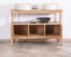 Meuble House Meuble sous vasque design japandi 120 cm en teck