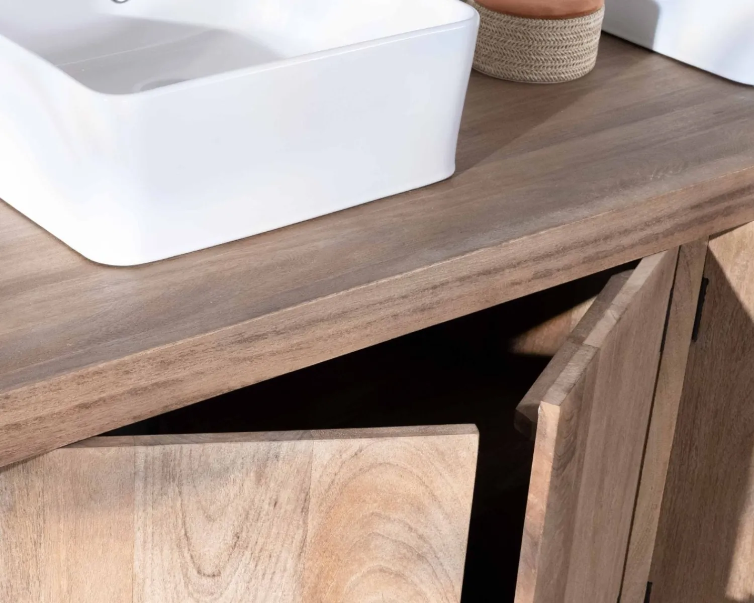 Meuble House Meuble sous vasque double en manguier massif sablé 165cm "Maestro" Outlet
