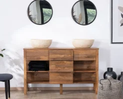 Meuble House Meuble sous vasque en manguier foncé 120 cm avec niches et tiroirs "Kahiko" Hot