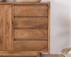 Meuble House Meuble sous vasque en manguier foncé avec portes et tiroirs