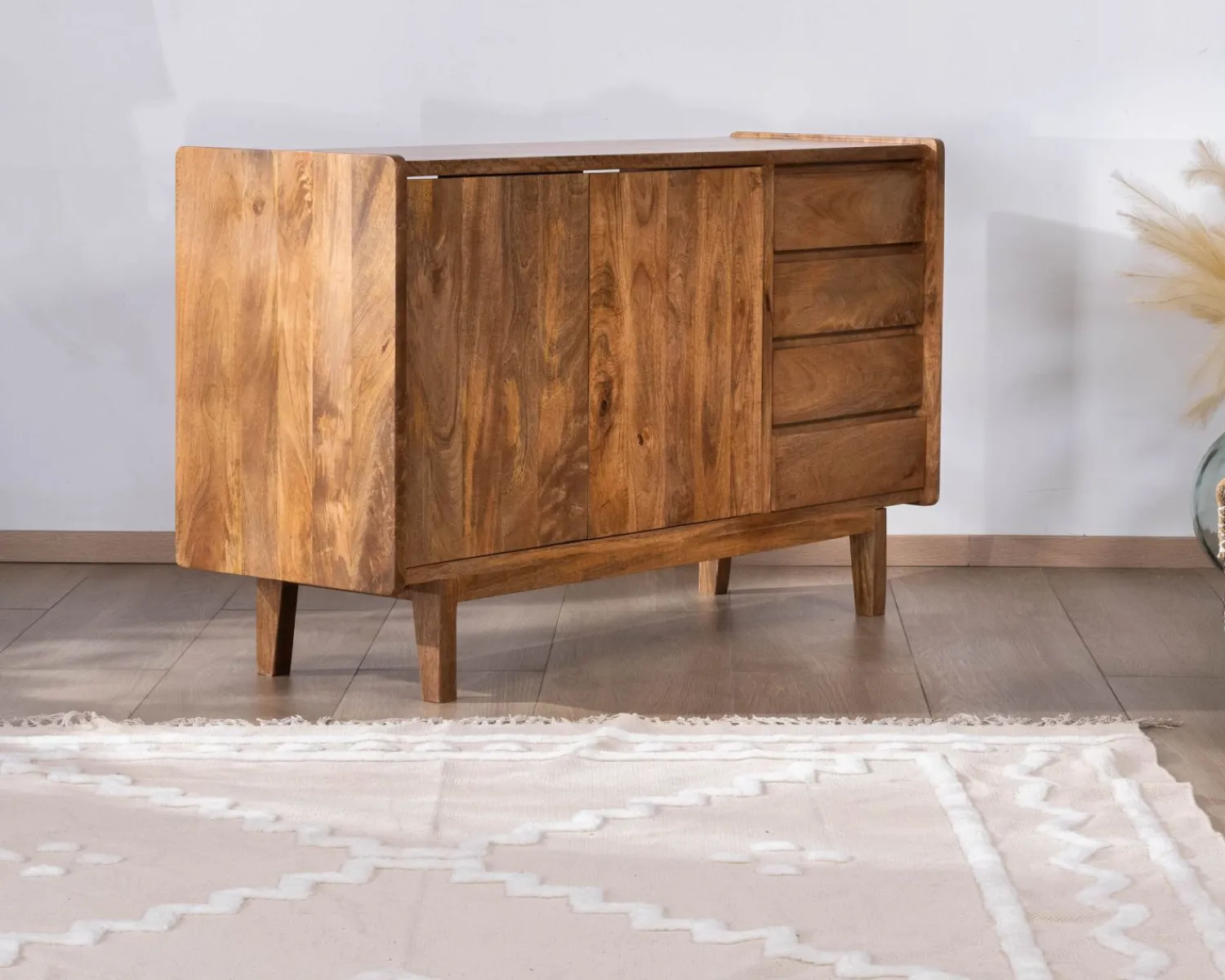 Meuble House Meuble sous vasque en manguier foncé avec portes et tiroirs "Kahiko" 120 cm New