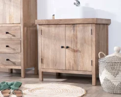 Meuble House Meuble sous vasque simple en manguier massif 80cm 2 portes