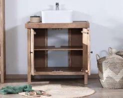 Meuble House Meuble sous vasque simple en manguier massif 80cm 2 portes