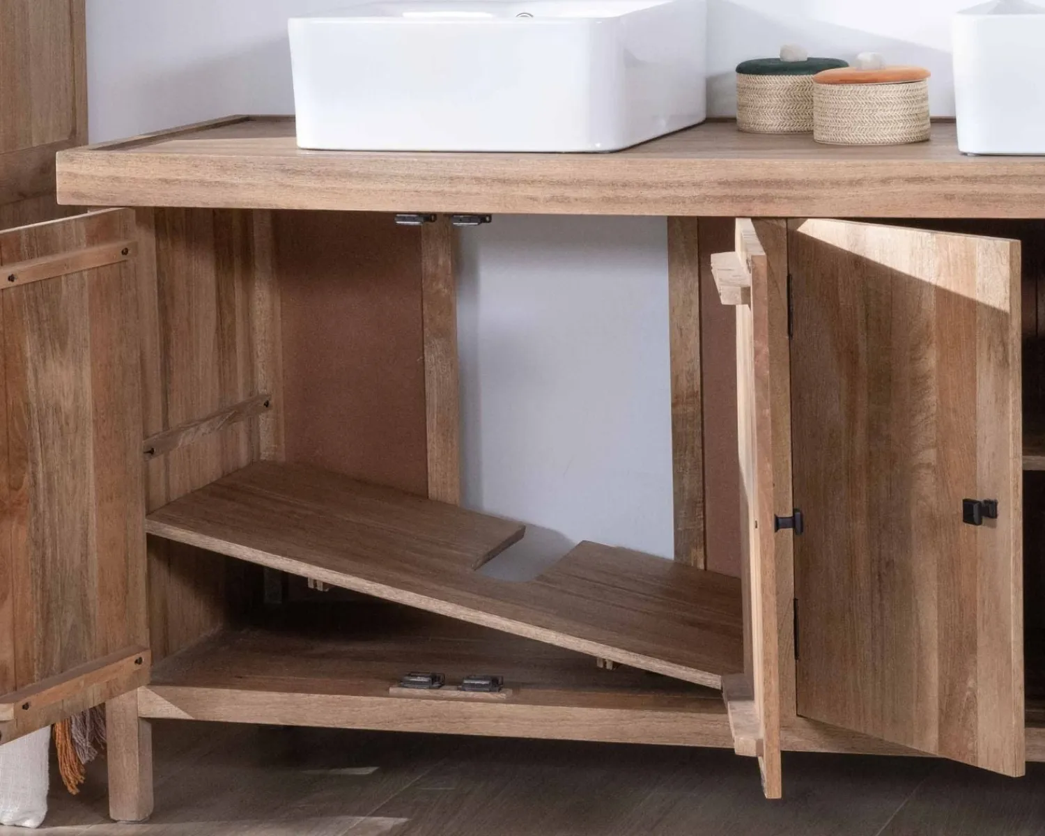 Meuble House Meuble sous vasque simple en manguier massif 80cm 2 portes "Maestro" Clearance