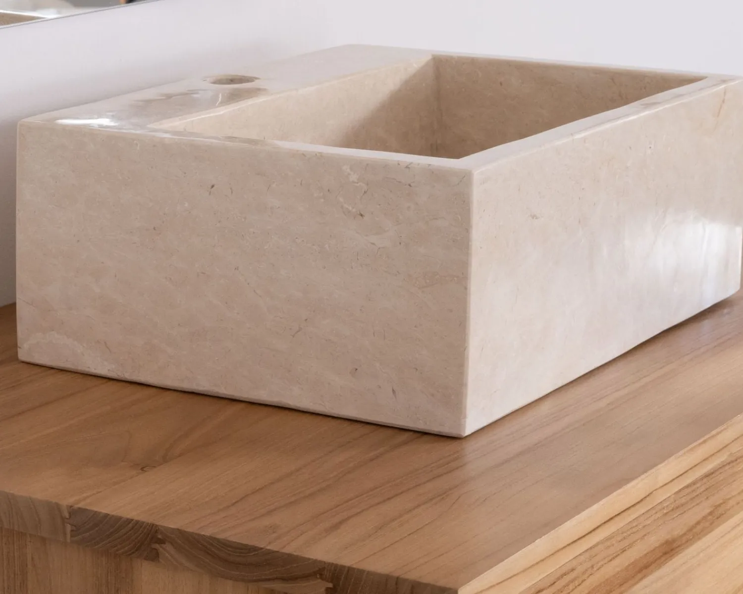 Meuble House Meuble sous vasque suspendu 80 cm avec 1 tiroir "Bowdy" teck massif New
