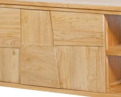 Meuble House Meuble sous vasque suspendu en teck avec portes coulissantes 140 cm