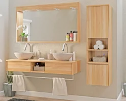 Meuble House Meuble sous vasque suspendu en teck avec porte serviette 140 cm 