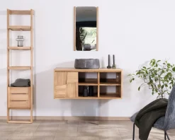 Meuble House Meuble sous vasque suspendu en teck avec portes coulissantes "Tao" 105 cm Clearance