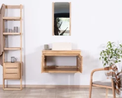 Meuble House Meuble suspendu en teck pour vasque à poser "Moho" 80 cm New