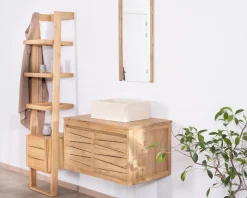 Meuble House Meuble suspendu en teck pour vasque à poser 