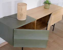 Meuble House Meuble télé design métal noir bois bicolore 