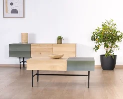 Meuble House Meuble télé design métal noir bois bicolore 