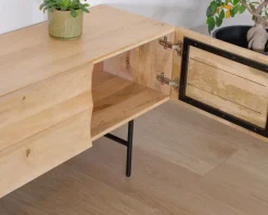 Meuble House Meuble télé design métal noir bois bicolore 