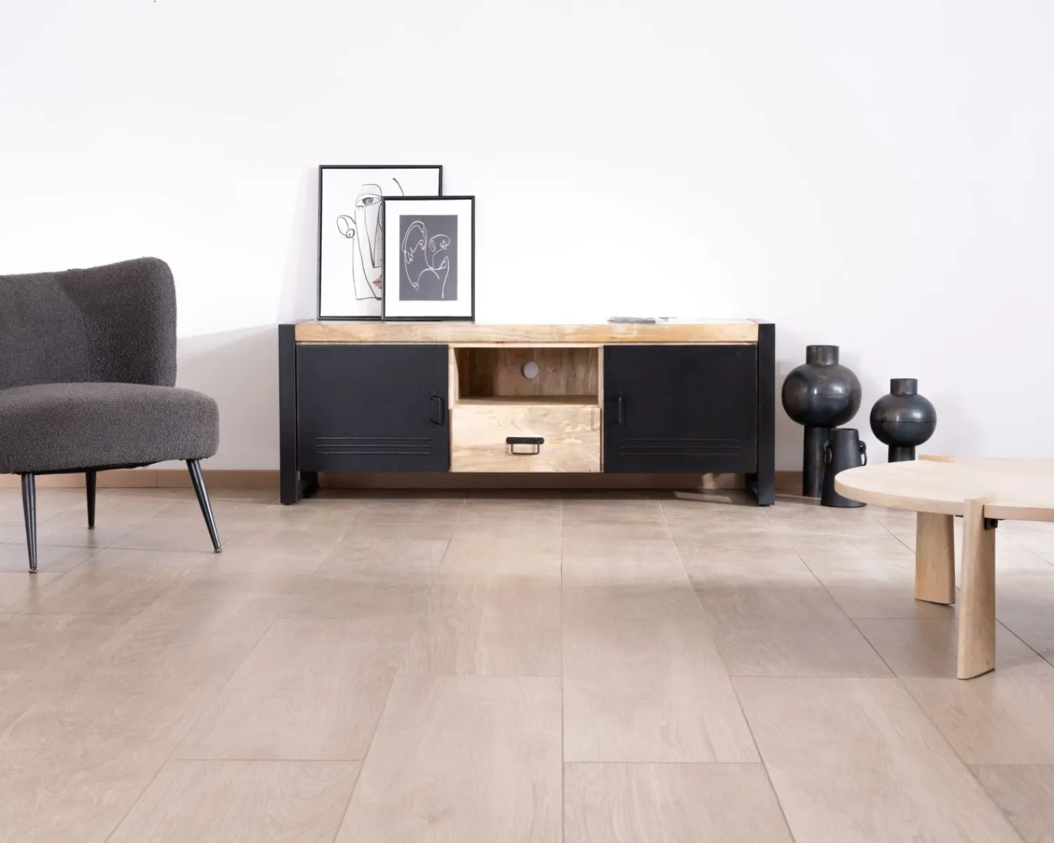 Meuble House Meuble télé industriel métal et bois 150 cm "Andy" New