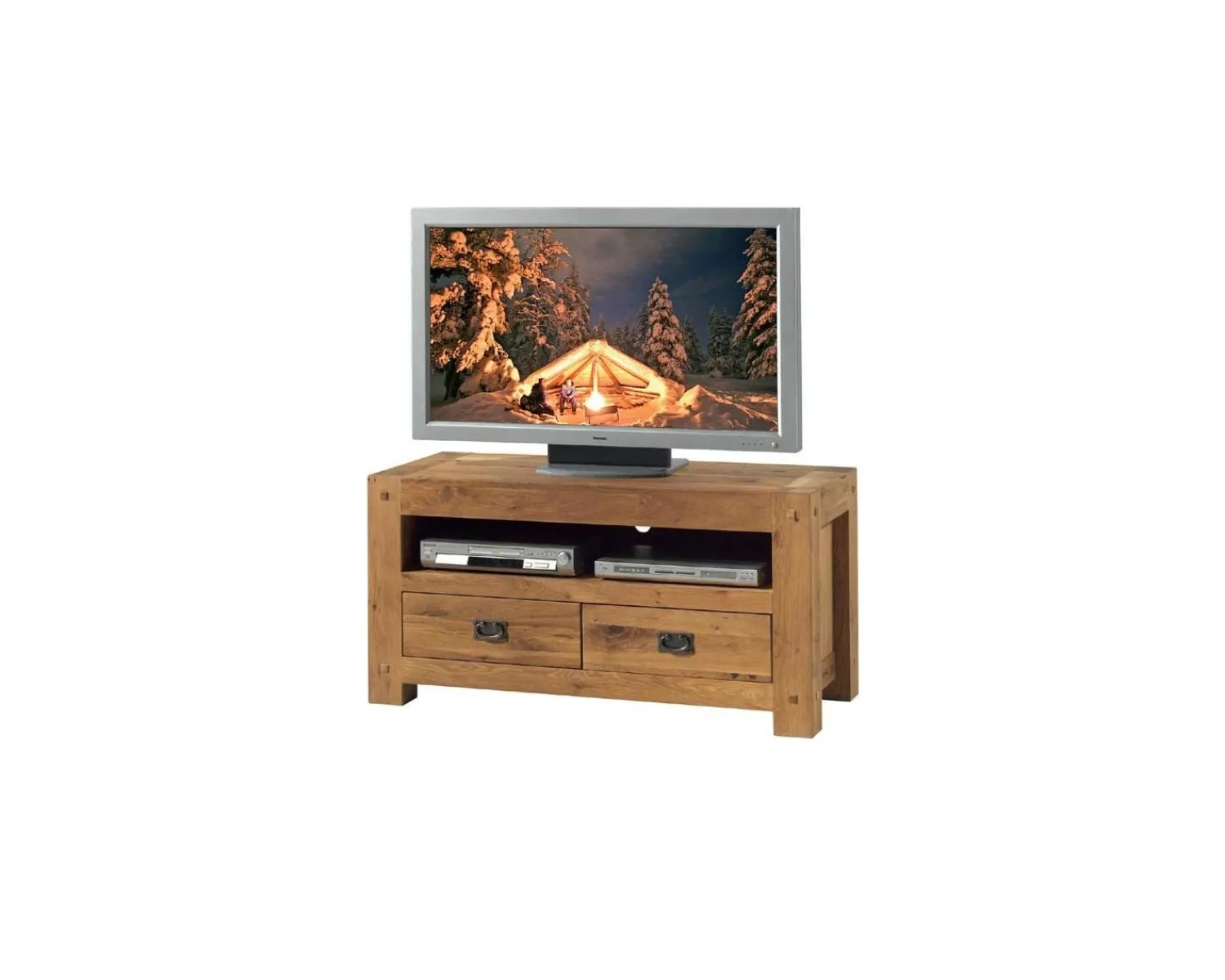 Meuble House Meuble télé 1 niche 2 tiroirs "Lodge Casita" en chêne huilé 120 cm Outlet