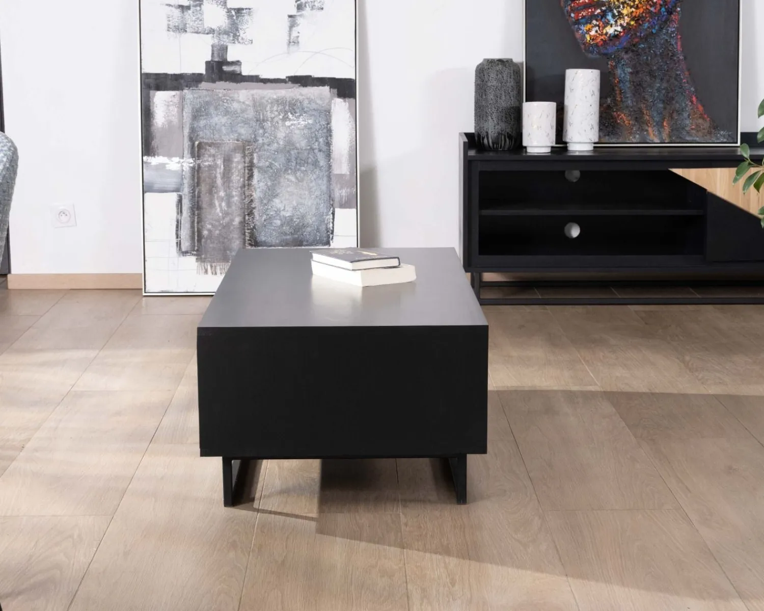 Meuble House Meuble télé 2 portes 180 cm en bois massif "Trace" Discount