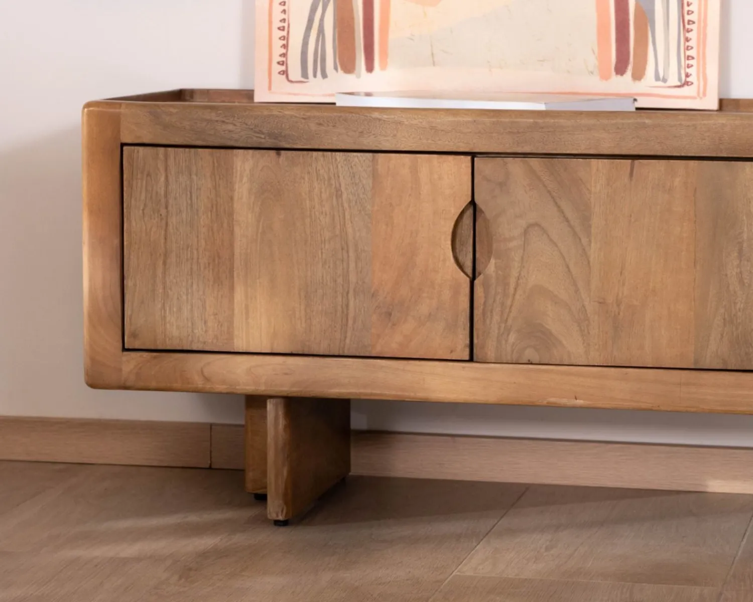 Meuble House Meuble TV bas 180 cm en manguier naturel "Odely" 4 portes Outlet