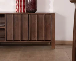 Meuble House Meuble TV bas esprit zen en manguier massif teinte noyer 180 cm « Sicora » Online
