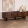 Meuble House Meuble TV bas 4 portes 180 cm en manguier massif "Odessa" teinte noyer