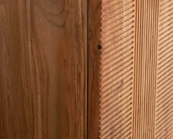 Meuble House Meuble TV 145 cm contemporain en acacia avec liserés noirs "Lumino" niche éclairage LED Sale