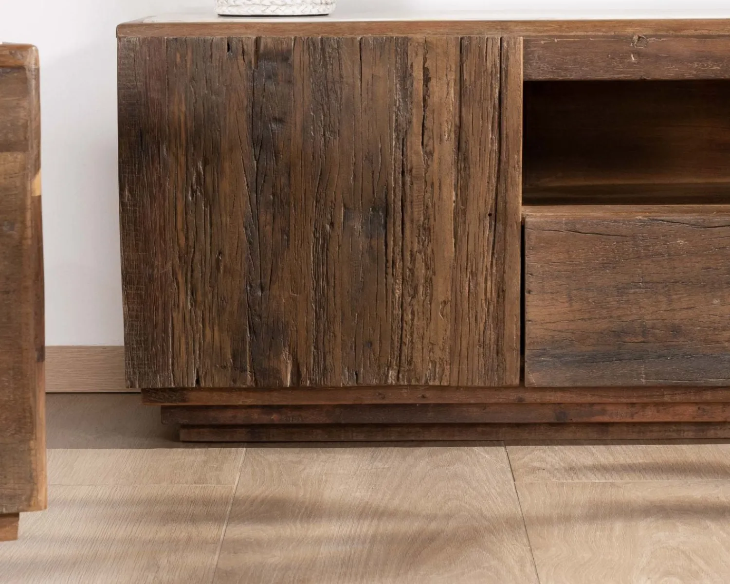 Meuble House Meuble TV 180 cm en bois recyclé et plateau marbre blanc "Mood" Clearance