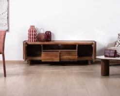 Meuble House Meuble TV 175 cm en manguier massif style contemporain minimaliste