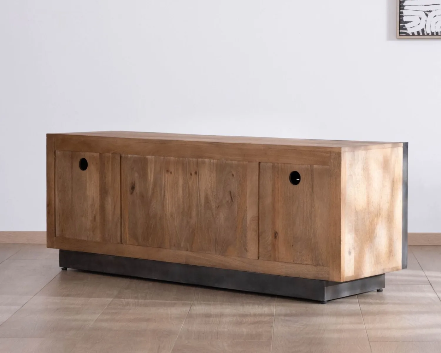 Meuble House Meuble TV 150 cm en manguier style épuré "Santo" avec portes et tiroirs Hot
