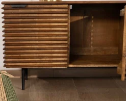 Meuble House Meuble TV 160cm en teck et manguier et pieds métal noir