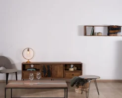 Meuble House Meuble TV 175cm ethnique acacia massif pieds métal noir