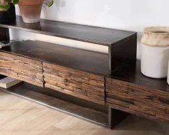 Meuble House Meuble TV 195 cm original en bois et métal