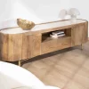 Meuble House Meuble TV 180 cm rétro-chic avec plateau en terrazzo blanc "Bruges" Best