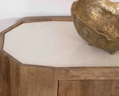 Meuble House Meuble TV 180 cm rétro-chic avec plateau en terrazzo blanc "Bruges" Best