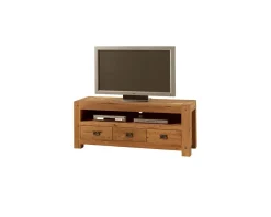 Meuble House Meuble tv en bois avec rangements 3 tiroirs 1 niche "Lodge Casita" Online