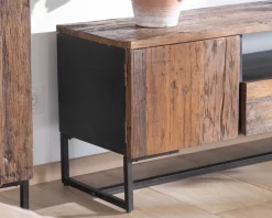 Meuble House Meuble TV industriel 175 cm acacia et métal noir "Cachou Chic" Outlet