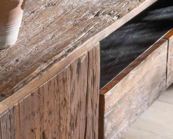 Meuble House Meuble TV industriel 175 cm acacia et métal noir "Cachou Chic" Outlet