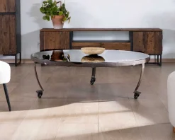 Meuble House Meuble TV industriel 175 cm acacia et métal noir 