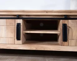 Meuble House Meuble TV industriel 180 cm bois et métal 2 portes 2 niches "Montréal" Outlet