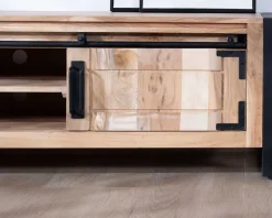 Meuble House Meuble TV industriel 180 cm bois et métal 2 portes 2 niches
