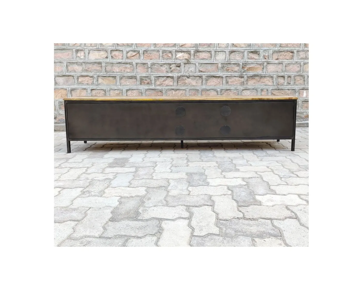 Meuble House Meuble TV noir en métal et bois "Dowtoun" style atelier 220 cm Discount