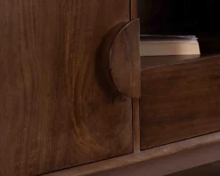 Meuble House Meuble TV néo-rétro en manguier massif foncé 150 cm 