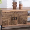 Meuble House Meuble TV style ethnique acacia massif et pieds métal "Géonidum" 160cm 3 portes et 2 niches Best