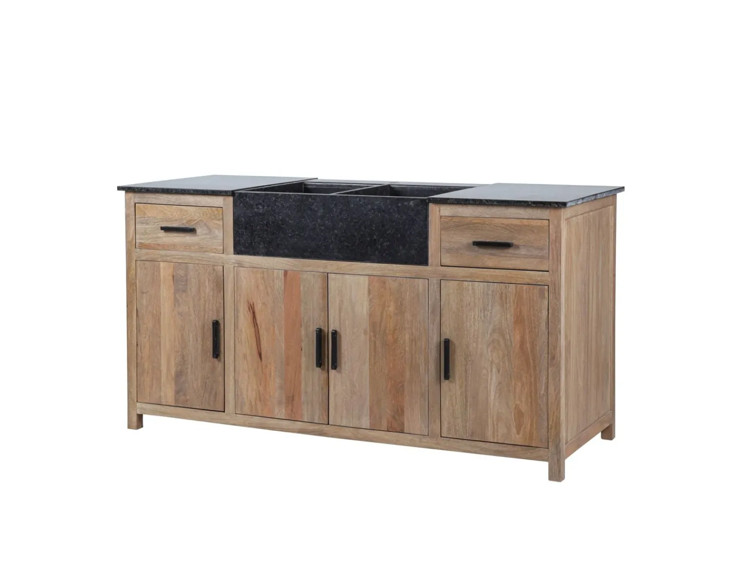 Meuble House Meuble évier bois massif et pierre 164 cm "Grand Chef" Discount