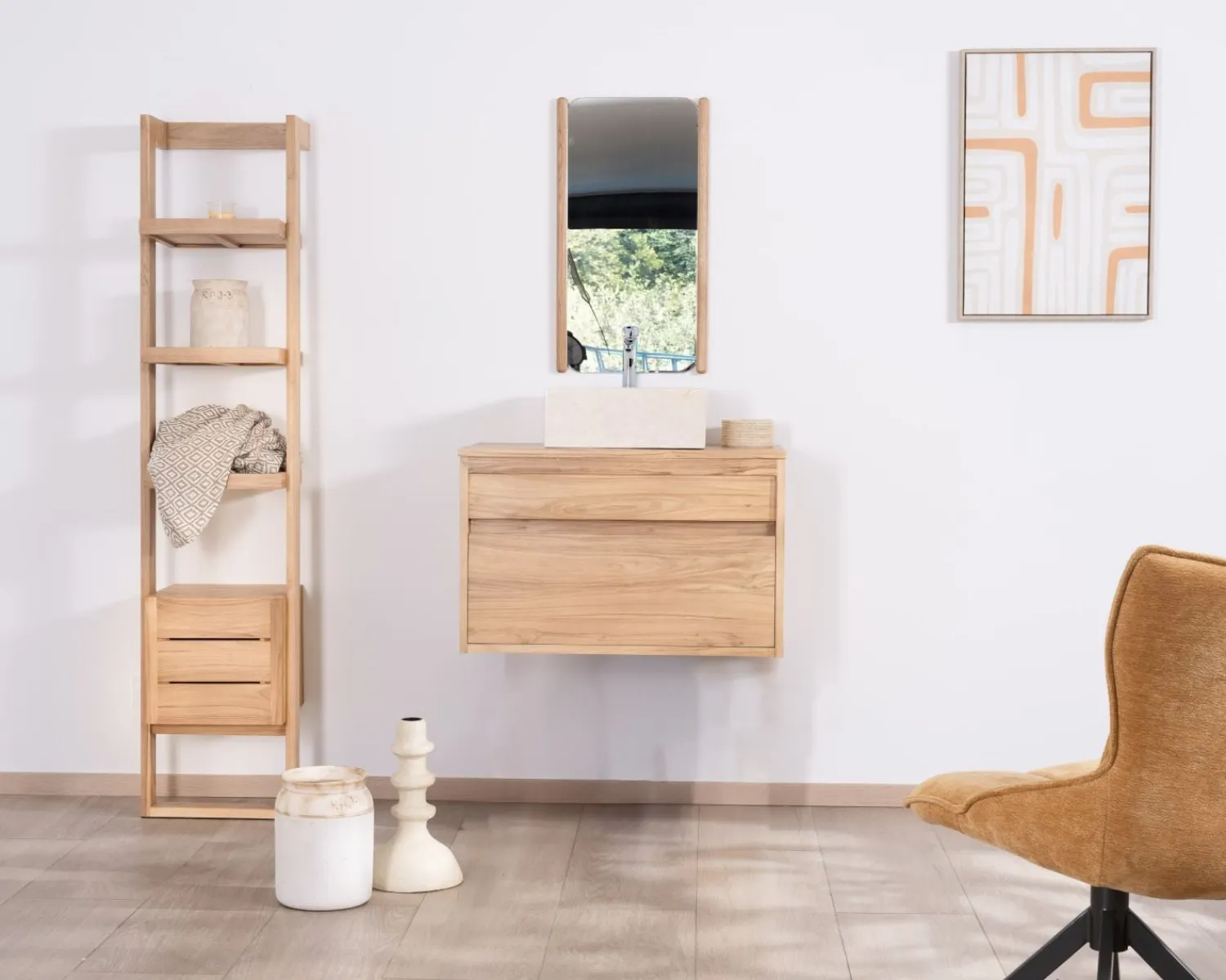 Meuble House Miroir avec encadrement en chêne huilé design épuré