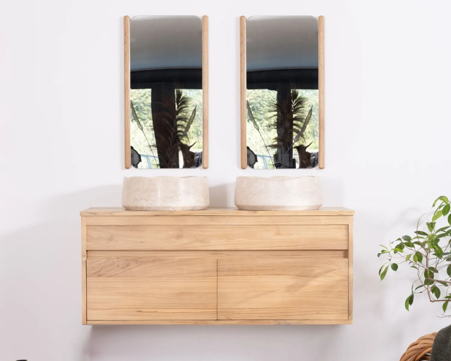Meuble House Miroir avec encadrement en chêne huilé design épuré