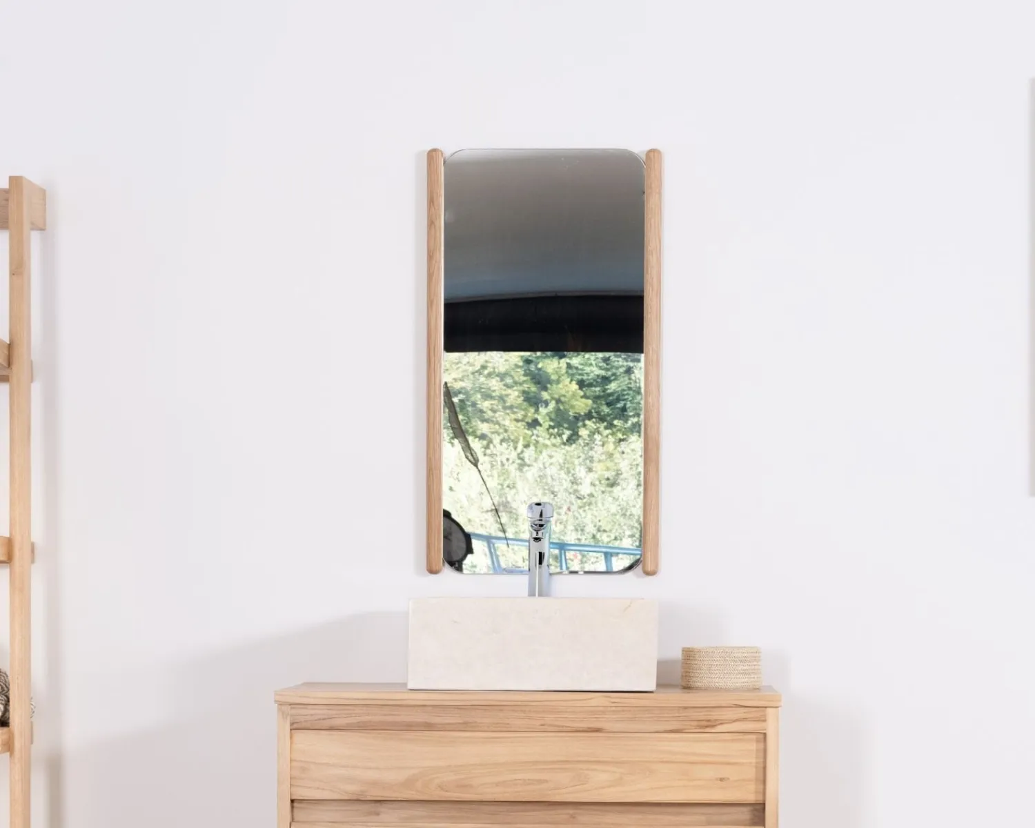 Meuble House Miroir avec encadrement en chêne huilé design épuré