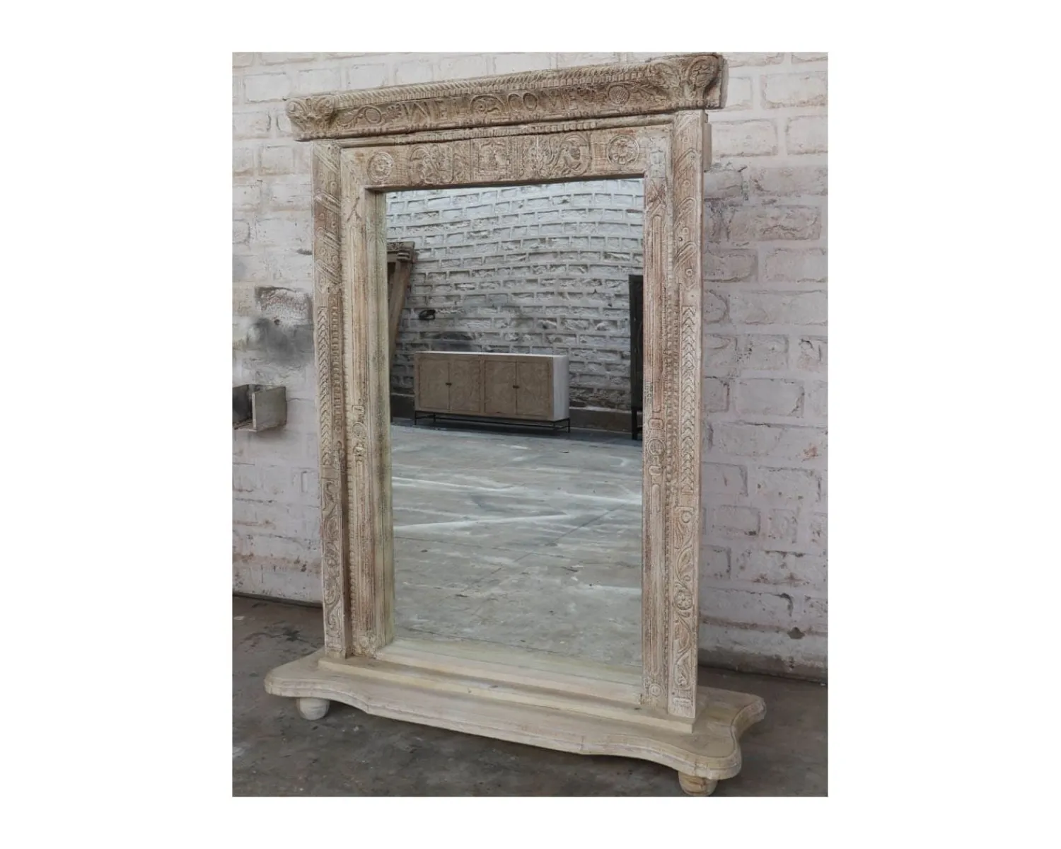 Meuble House Miroir indien avec cadre bois sculpté modèle unique "Vieille Porte" Hot