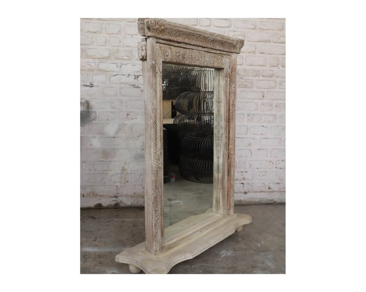 Meuble House Miroir indien avec cadre bois sculpté modèle unique "Vieille Porte" Hot