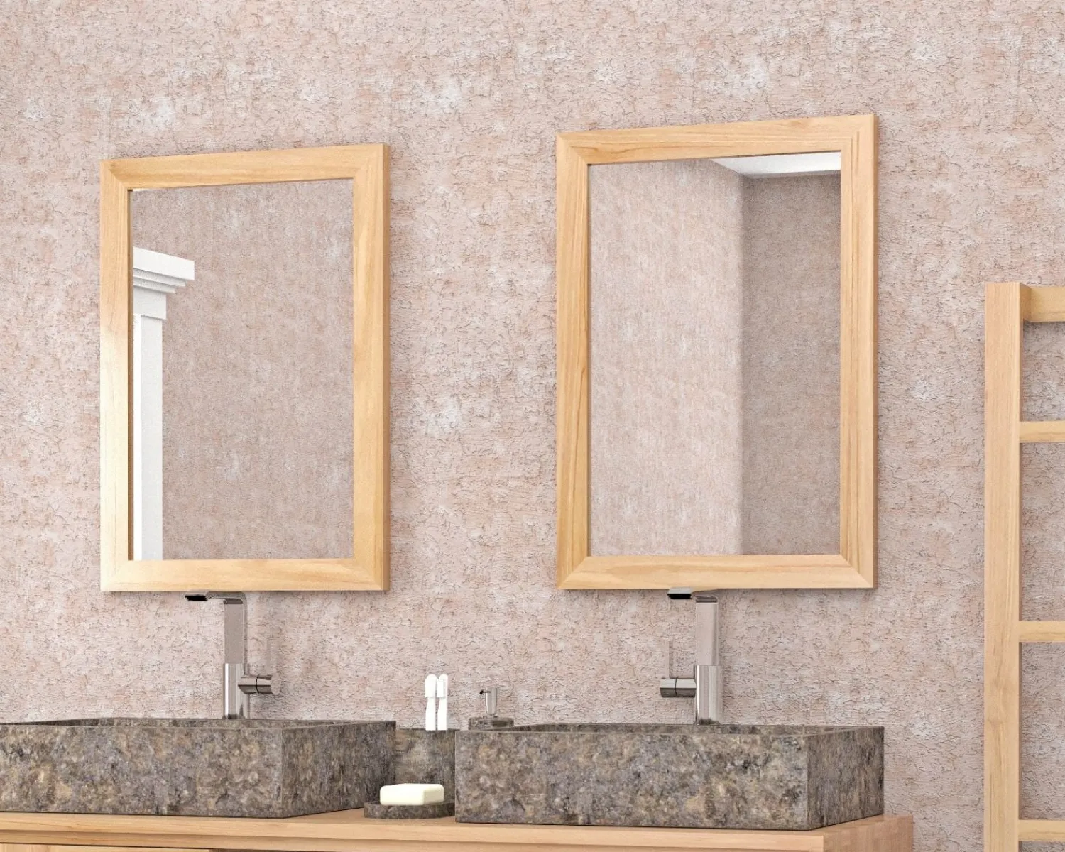 Meuble House Miroir rectangulaire cadre en teck 50x70 cm