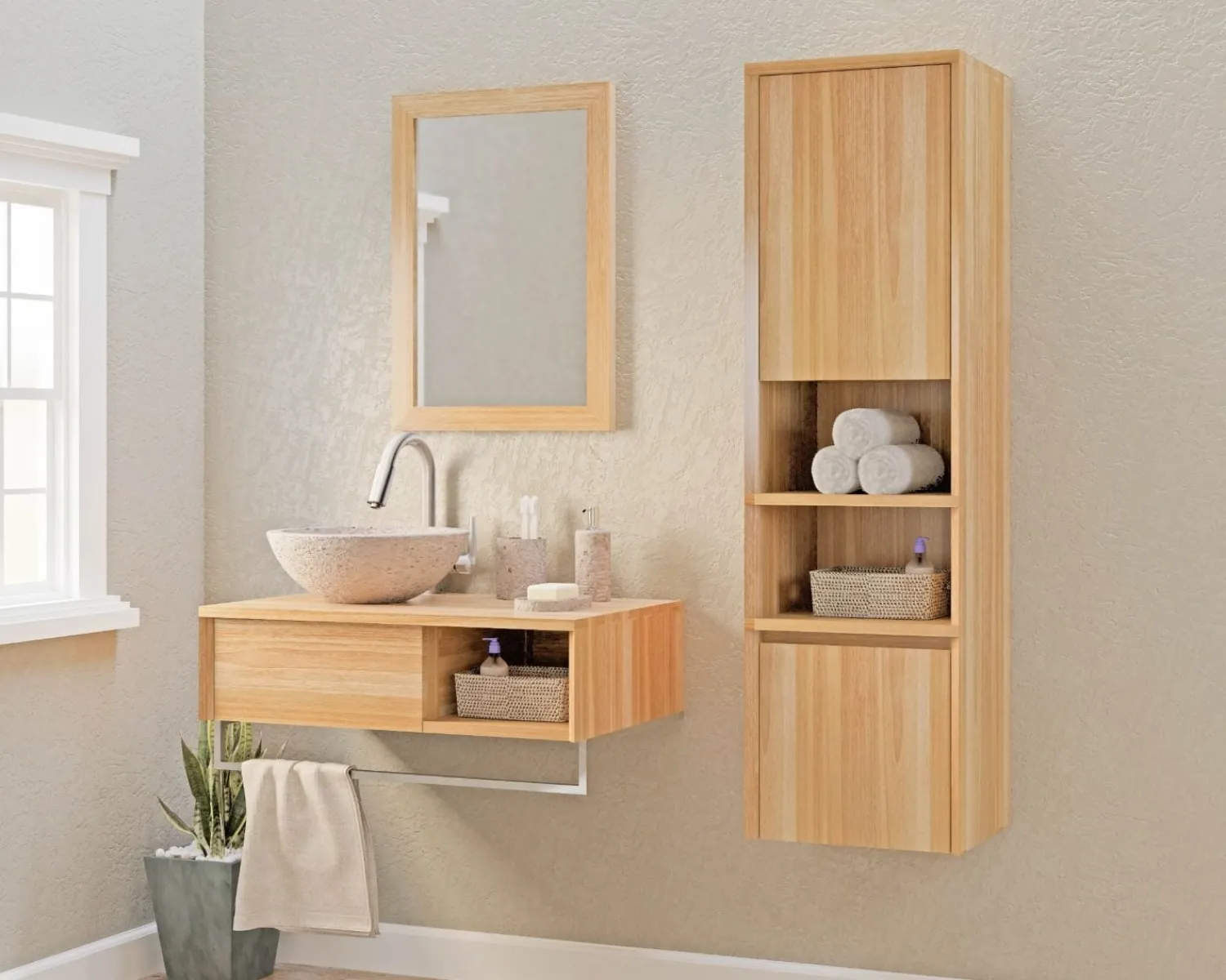 Meuble House Miroir rectangulaire cadre en teck 50x70 cm