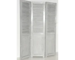 Meuble House Paravent 3 panneaux patinés gris clair Hot